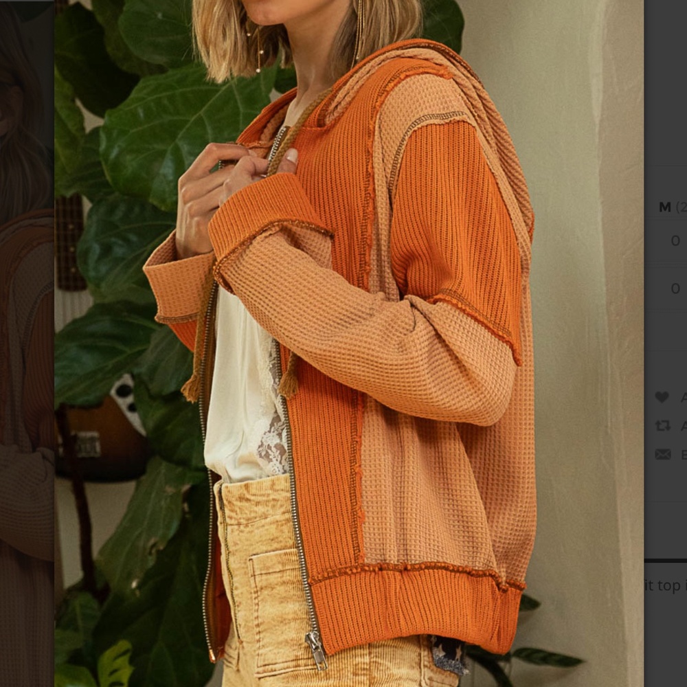 💙 $36 STARTS #284 POL Knit Color Block Hoodie Jacket Top Long Sleeves SR20 - Picture 11 of 16